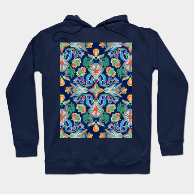 Boho Navy and Brights Hoodie by micklyn